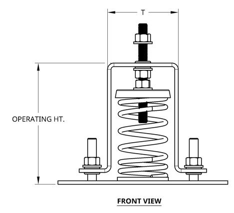 Technical drawing of a mechanical spring assembly with labeled dimensions.