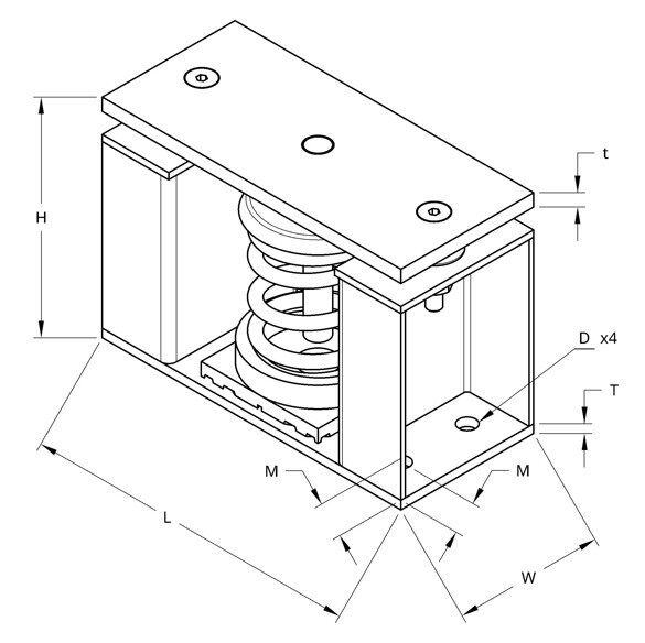 Technical drawing of a mechanical spring assembly with detailed dimensions.