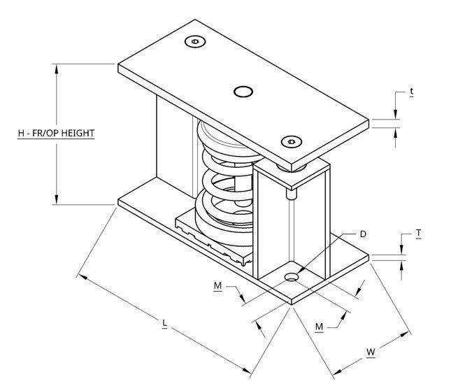 Technical drawing of a mechanical spring assembly with dimensions.