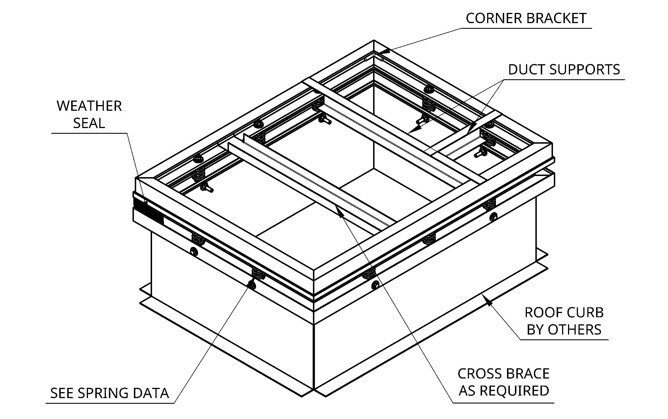 Technical diagram of a ductwork assembly with labeled components.